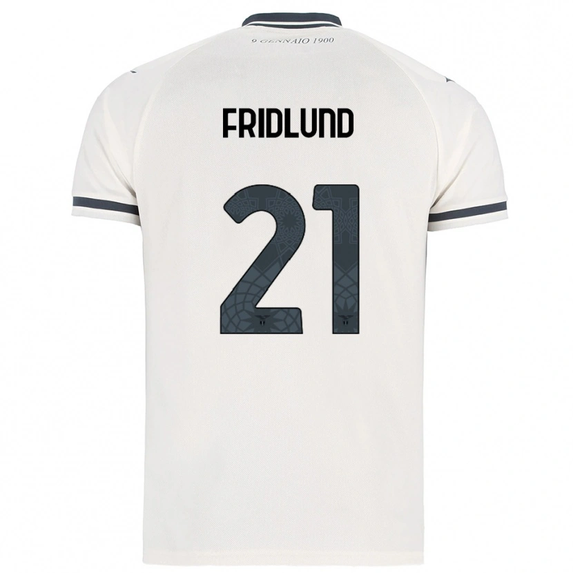 Danxen Donna Maglia Johanne Fridlund #21 Bianco Blu Navy Kit Gara Away 2025/26 Maglietta