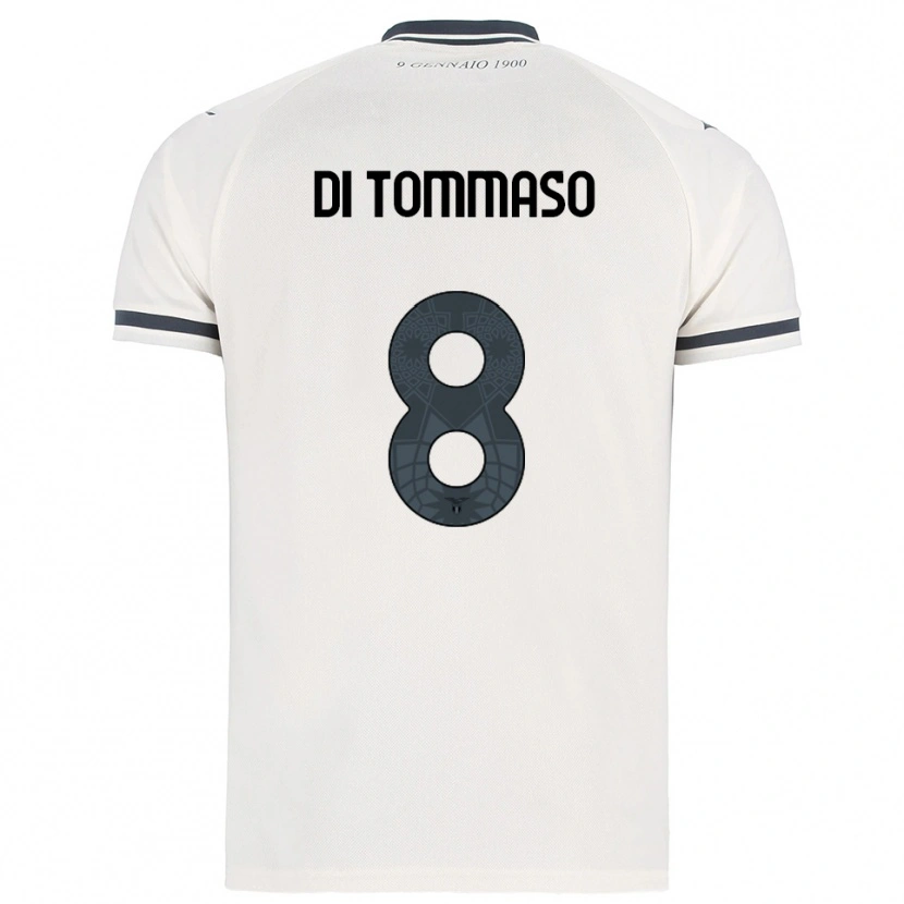 Danxen Donna Maglia Leonardo Di Tommaso #8 Bianco Blu Navy Kit Gara Away 2025/26 Maglietta