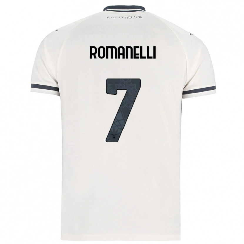 Danxen Donna Maglia Nicolas Romanelli #7 Bianco Blu Navy Kit Gara Away 2025/26 Maglietta