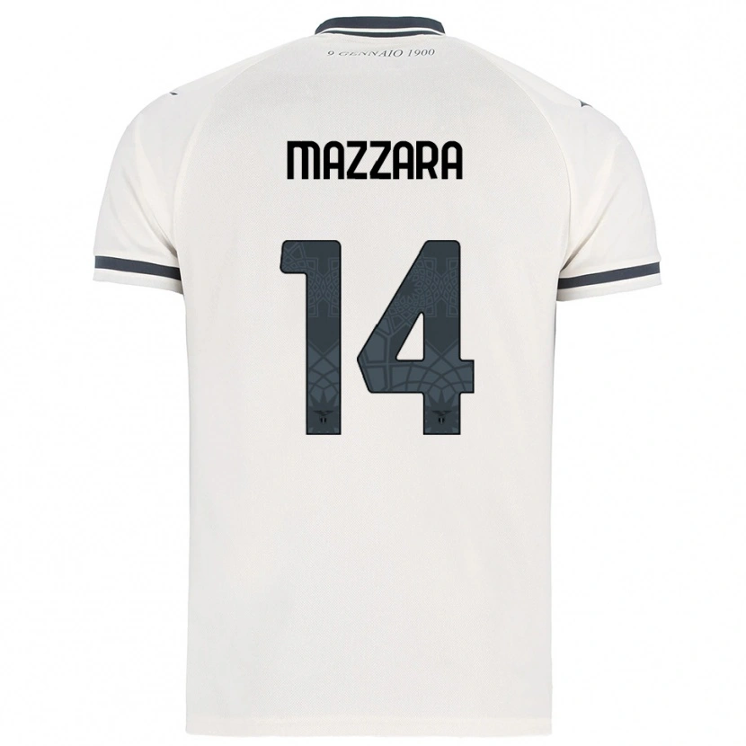 Danxen Donna Maglia Matteo Mazzara #14 Bianco Blu Navy Kit Gara Away 2025/26 Maglietta