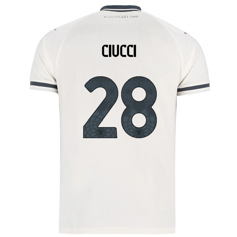 Danxen Donna Maglia Federico Ciucci #28 Bianco Blu Navy Kit Gara Away 2025/26 Maglietta