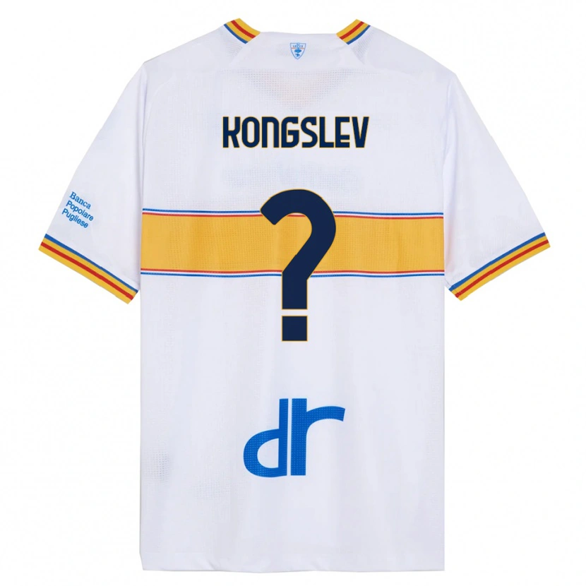 Danxen Donna Maglia Frederik Kongslev #0 Bianco Giallo Kit Gara Away 2025/26 Maglietta