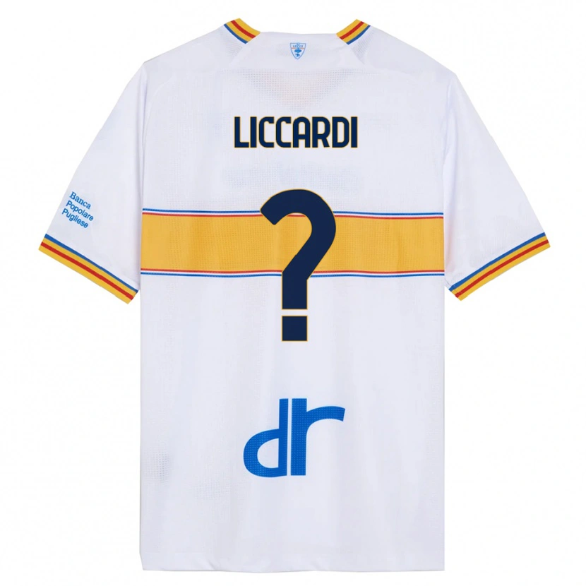 Danxen Donna Maglia Thomas Liccardi #0 Bianco Giallo Kit Gara Away 2025/26 Maglietta