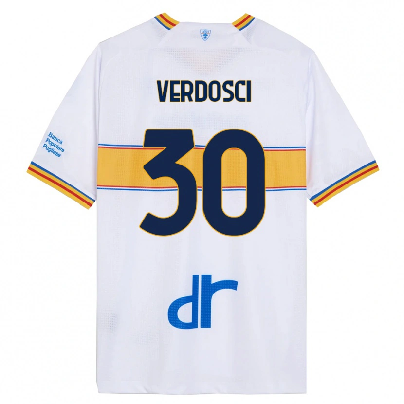 Danxen Donna Maglia Simone Verdosci #30 Bianco Giallo Kit Gara Away 2025/26 Maglietta