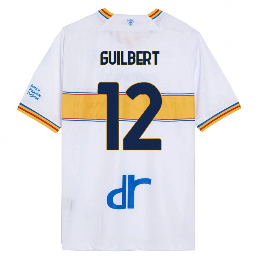 Danxen Donna Maglia Frédéric Guilbert #12 Bianco Giallo Kit Gara Away 2025/26 Maglietta