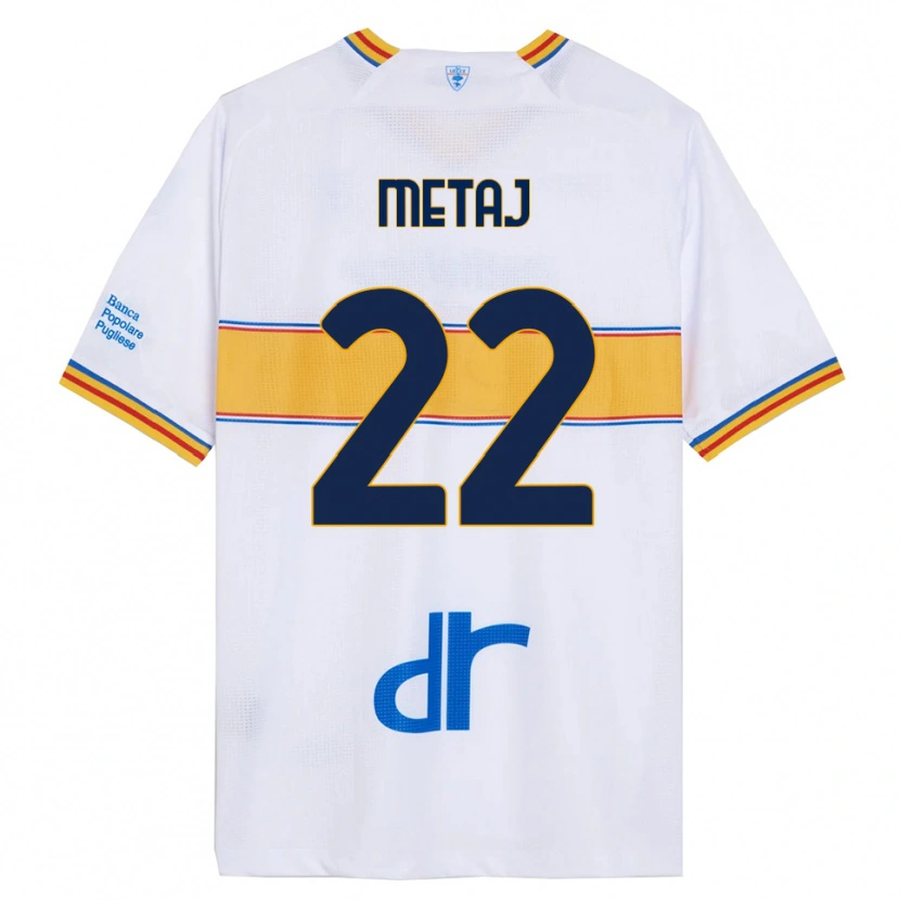 Danxen Donna Maglia Dejvi Metaj #22 Bianco Giallo Kit Gara Away 2025/26 Maglietta