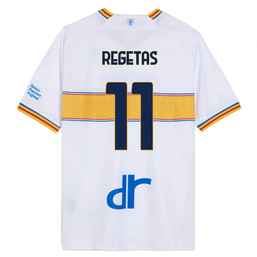 Danxen Donna Maglia Domagoj Regetas #11 Bianco Giallo Kit Gara Away 2025/26 Maglietta
