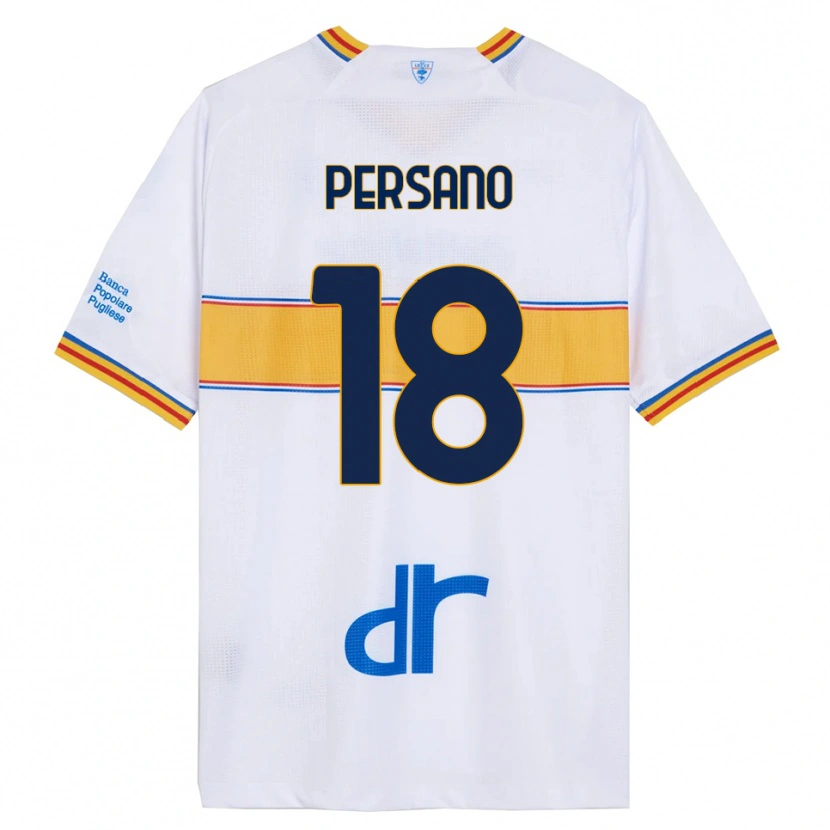 Danxen Donna Maglia Emanuele Persano #18 Bianco Giallo Kit Gara Away 2025/26 Maglietta