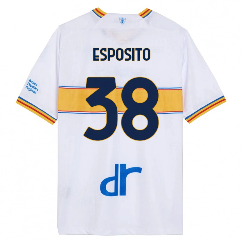Danxen Donna Maglia Pasquale Esposito #38 Bianco Giallo Kit Gara Away 2025/26 Maglietta