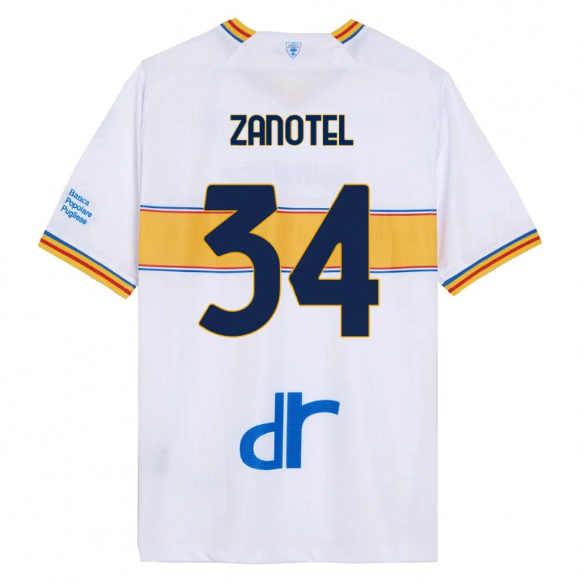 Danxen Donna Maglia Giovanni Zanotel #34 Bianco Giallo Kit Gara Away 2025/26 Maglietta