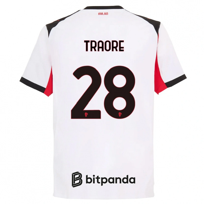 Danxen Donna Maglia Chaka Traorè #28 Bianco Nero Kit Gara Away 2025/26 Maglietta