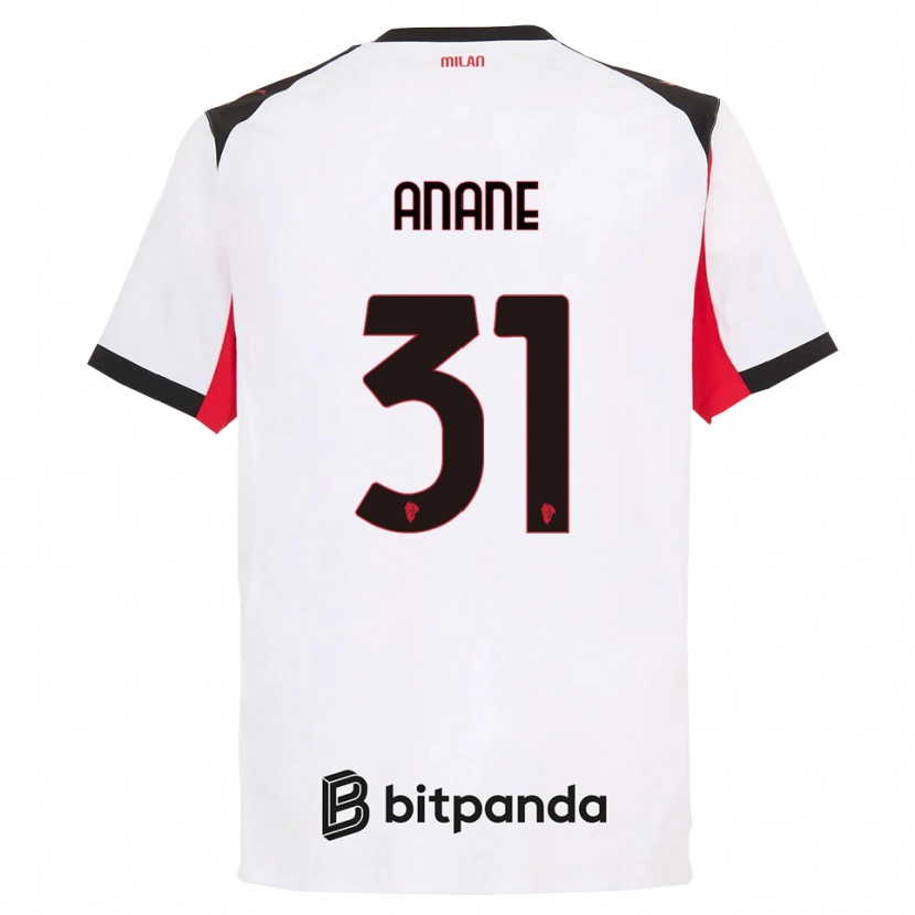 Danxen Donna Maglia Emmanuel Anane #31 Bianco Nero Kit Gara Away 2025/26 Maglietta