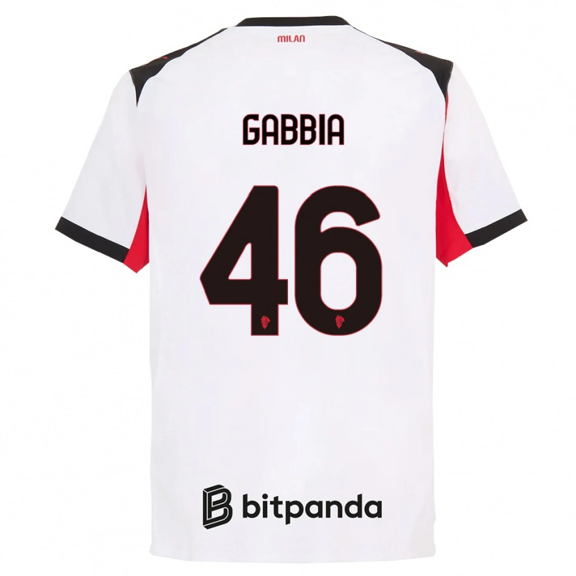 Danxen Donna Maglia Matteo Gabbia #46 Bianco Nero Kit Gara Away 2025/26 Maglietta