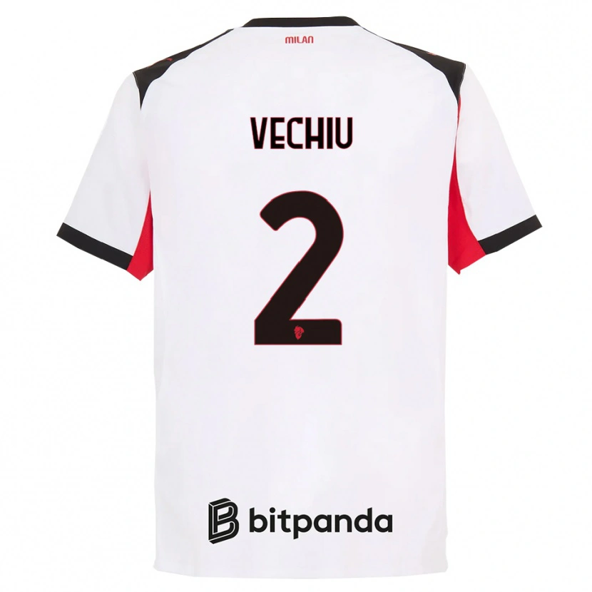 Danxen Donna Maglia Christian Vechiu #2 Bianco Nero Kit Gara Away 2025/26 Maglietta