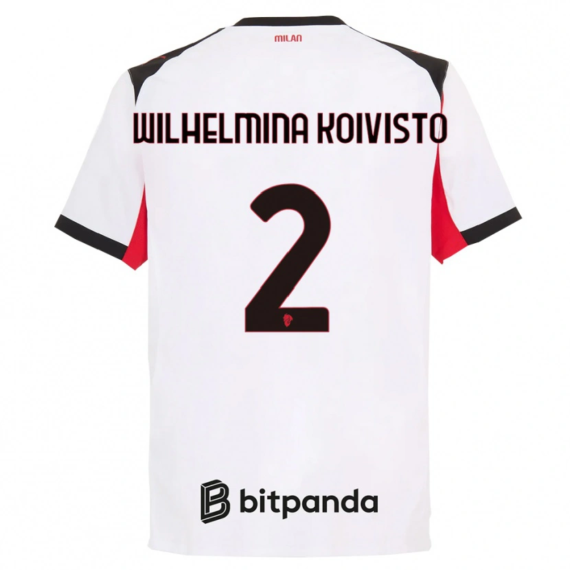 Danxen Donna Maglia Emma Wilhelmina Koivisto #2 Bianco Nero Kit Gara Away 2025/26 Maglietta