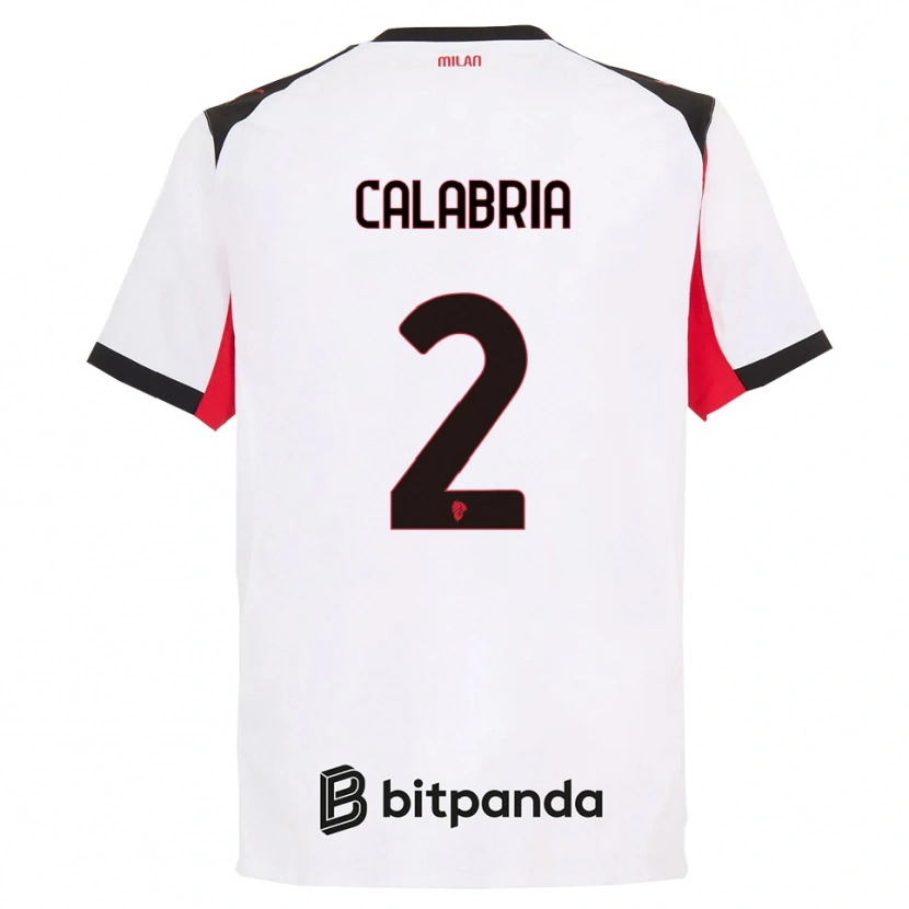 Danxen Donna Maglia Davide Calabria #2 Bianco Nero Kit Gara Away 2025/26 Maglietta