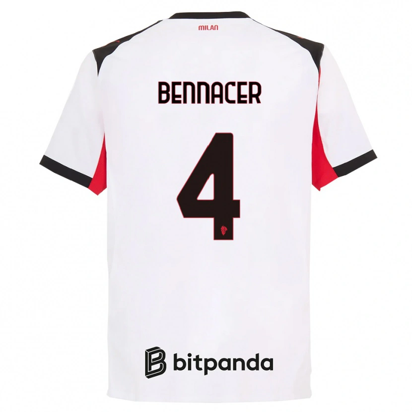 Danxen Donna Maglia Ismaël Bennacer #4 Bianco Nero Kit Gara Away 2025/26 Maglietta