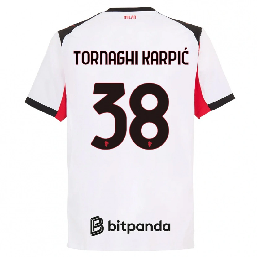 Danxen Donna Maglia Lavinia Tornaghi Karpić #38 Bianco Nero Kit Gara Away 2025/26 Maglietta