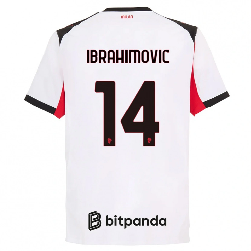 Danxen Donna Maglia Vincent Ibrahimović #14 Bianco Nero Kit Gara Away 2025/26 Maglietta
