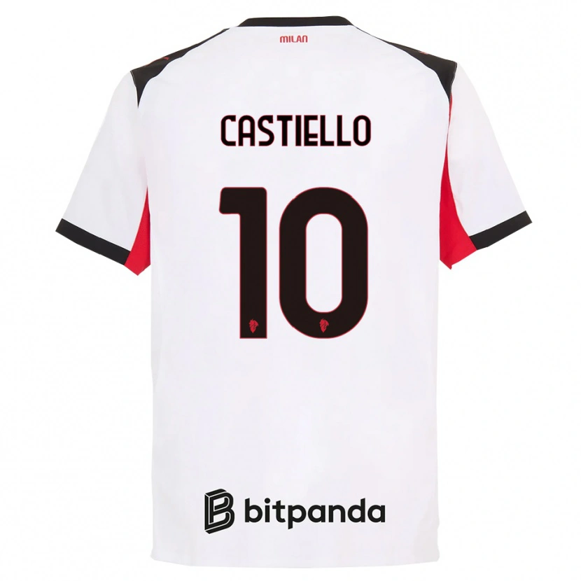 Danxen Donna Maglia Alex Castiello #10 Bianco Nero Kit Gara Away 2025/26 Maglietta