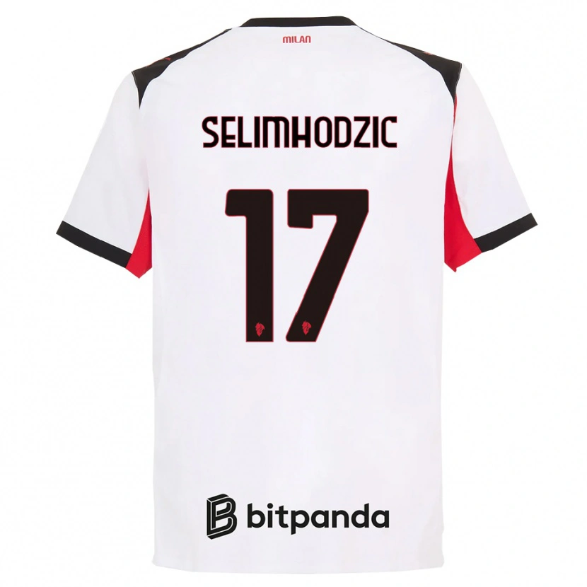 Danxen Donna Maglia Noa Selimhodzic #17 Bianco Nero Kit Gara Away 2025/26 Maglietta
