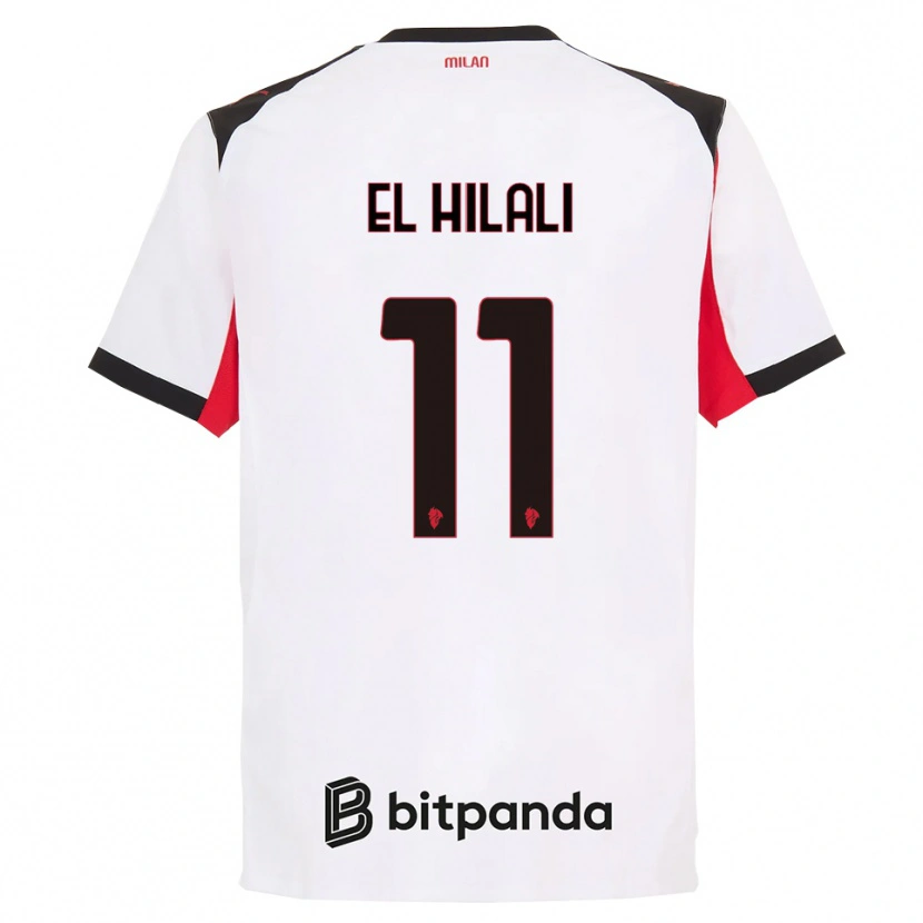 Danxen Donna Maglia Youns El Hilali #11 Bianco Nero Kit Gara Away 2025/26 Maglietta