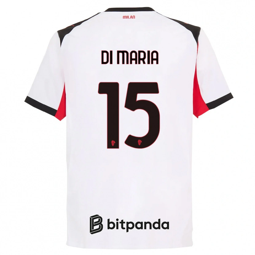 Danxen Donna Maglia Alessandro Di Maria #15 Bianco Nero Kit Gara Away 2025/26 Maglietta