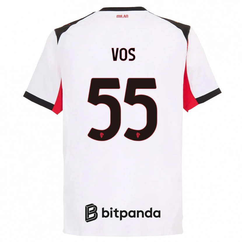 Danxen Donna Maglia Silvano Vos #55 Bianco Nero Kit Gara Away 2025/26 Maglietta