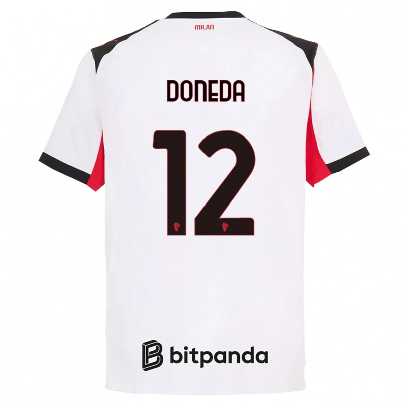 Danxen Donna Maglia Paolo Doneda #12 Bianco Nero Kit Gara Away 2025/26 Maglietta