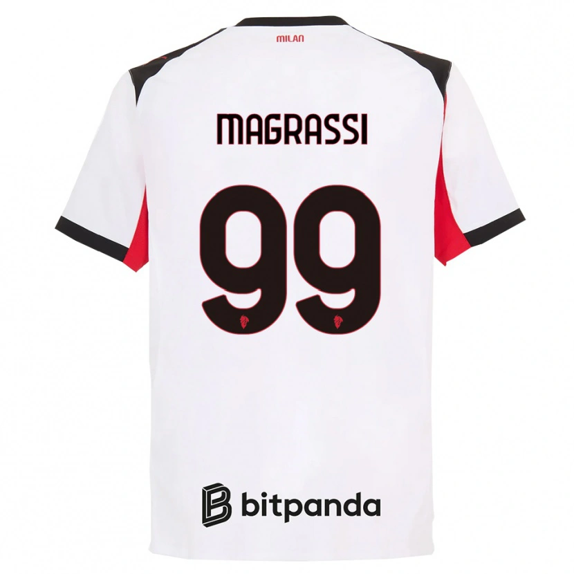 Danxen Donna Maglia Andrea Magrassi #99 Bianco Nero Kit Gara Away 2025/26 Maglietta