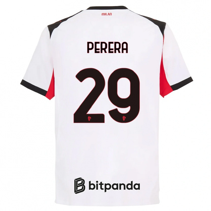 Danxen Donna Maglia Nirash Perera #29 Bianco Nero Kit Gara Away 2025/26 Maglietta
