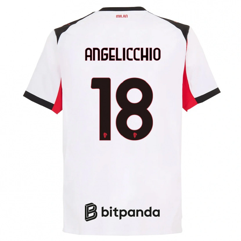 Danxen Donna Maglia Mattia Angelicchio #18 Bianco Nero Kit Gara Away 2025/26 Maglietta