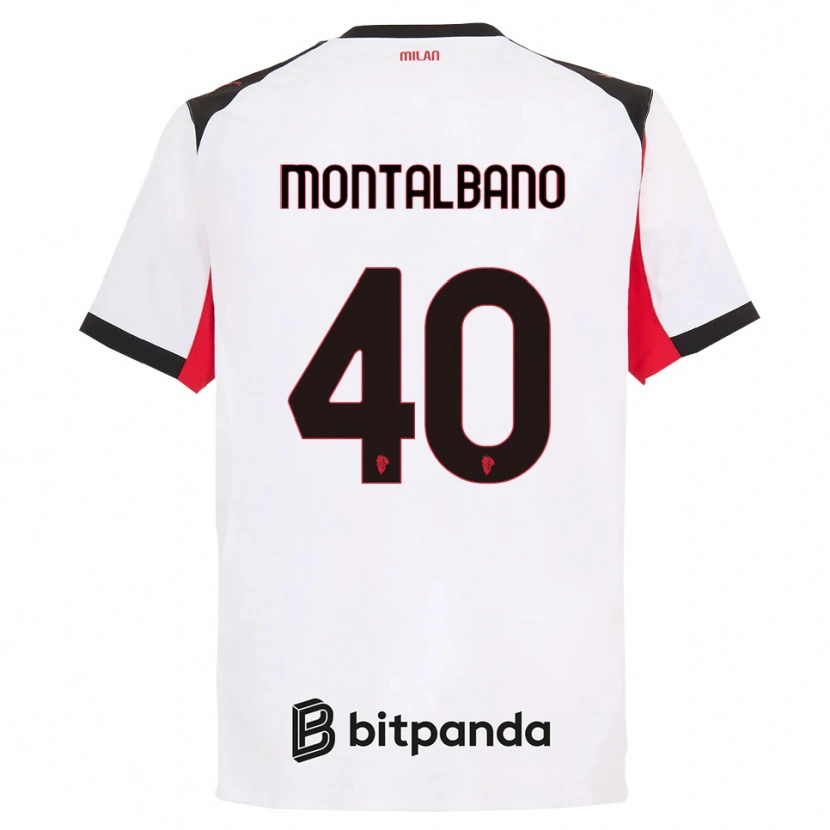 Danxen Donna Maglia Nicolo Montalbano #40 Bianco Nero Kit Gara Away 2025/26 Maglietta
