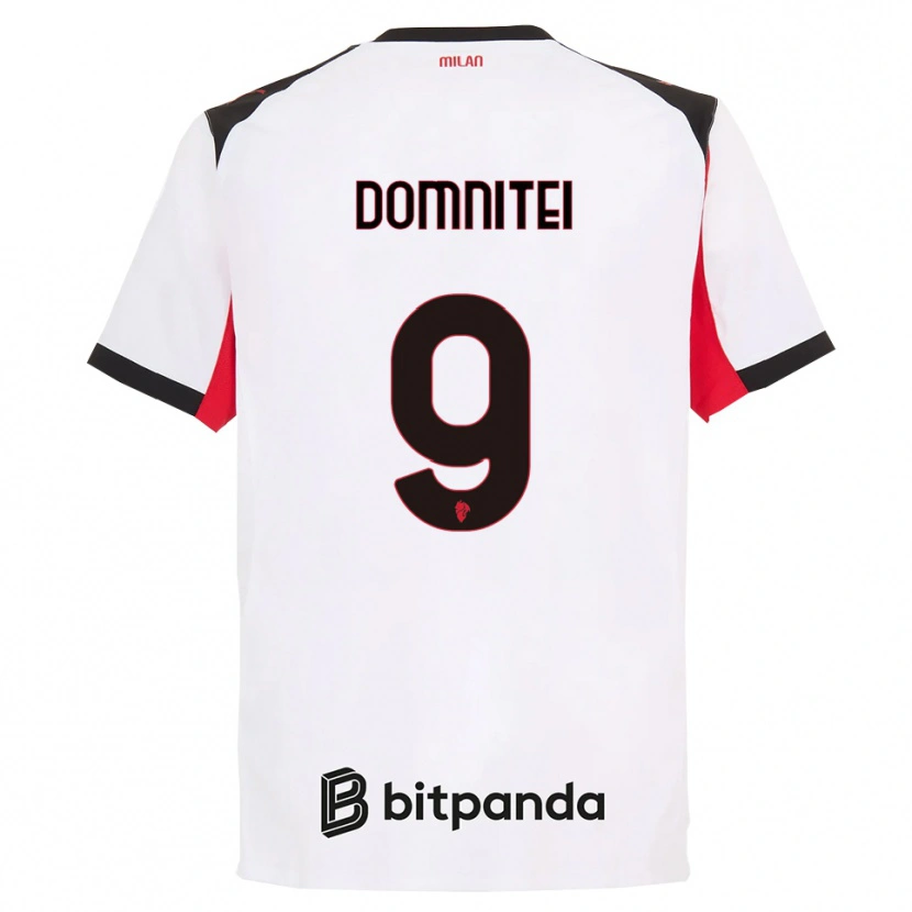 Danxen Donna Maglia Francesco Domniței #9 Bianco Nero Kit Gara Away 2025/26 Maglietta