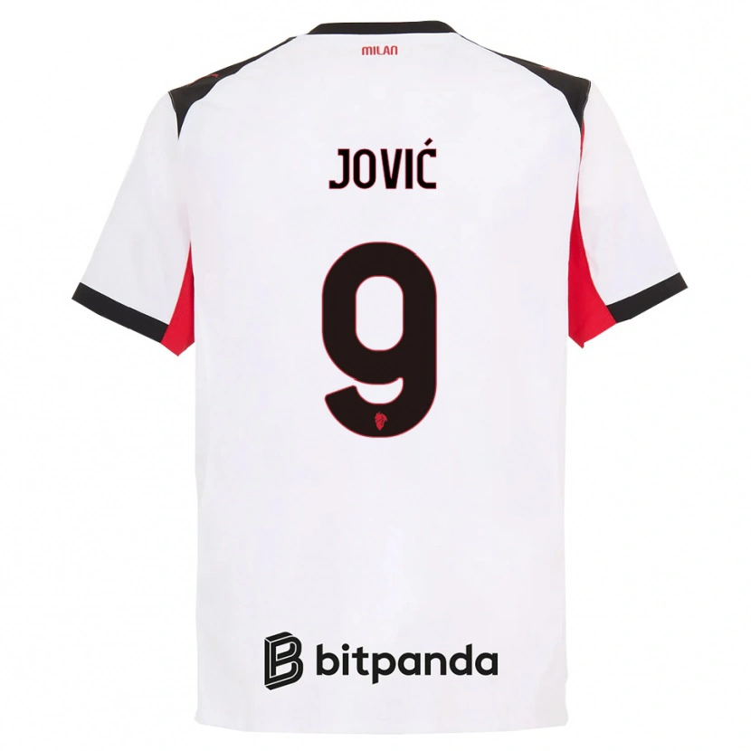 Danxen Donna Maglia Luka Jovic #9 Bianco Nero Kit Gara Away 2025/26 Maglietta