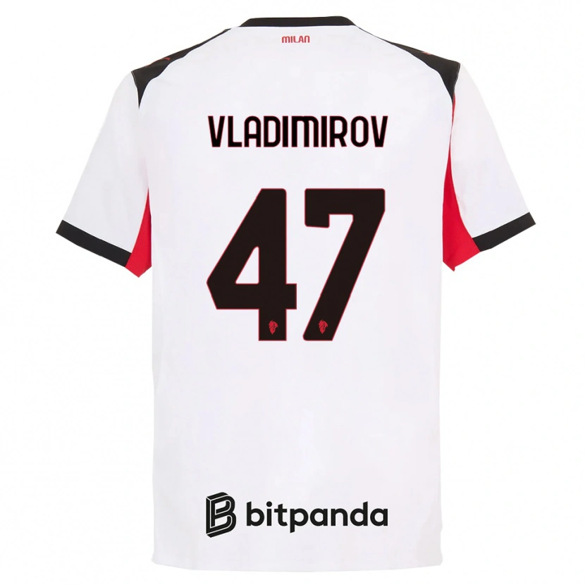Danxen Donna Maglia Valeri Vladimirov #47 Bianco Nero Kit Gara Away 2025/26 Maglietta