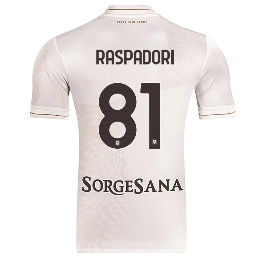 Danxen Donna Maglia Giacomo Raspadori #81 Champagne Marrone Kit Gara Away 2025/26 Maglietta