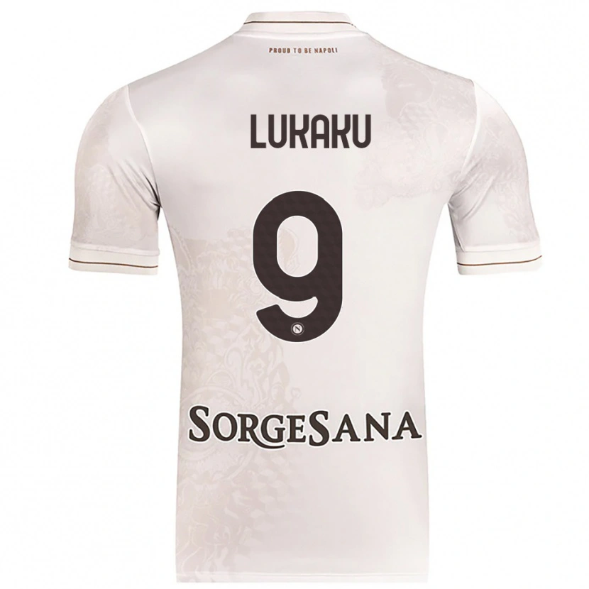 Danxen Donna Maglia Romelu Lukaku #9 Champagne Marrone Kit Gara Away 2025/26 Maglietta