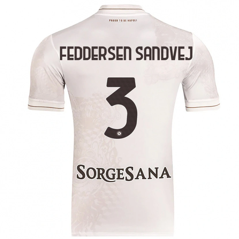 Danxen Donna Maglia Cecilie Feddersen Sandvej #3 Champagne Marrone Kit Gara Away 2025/26 Maglietta