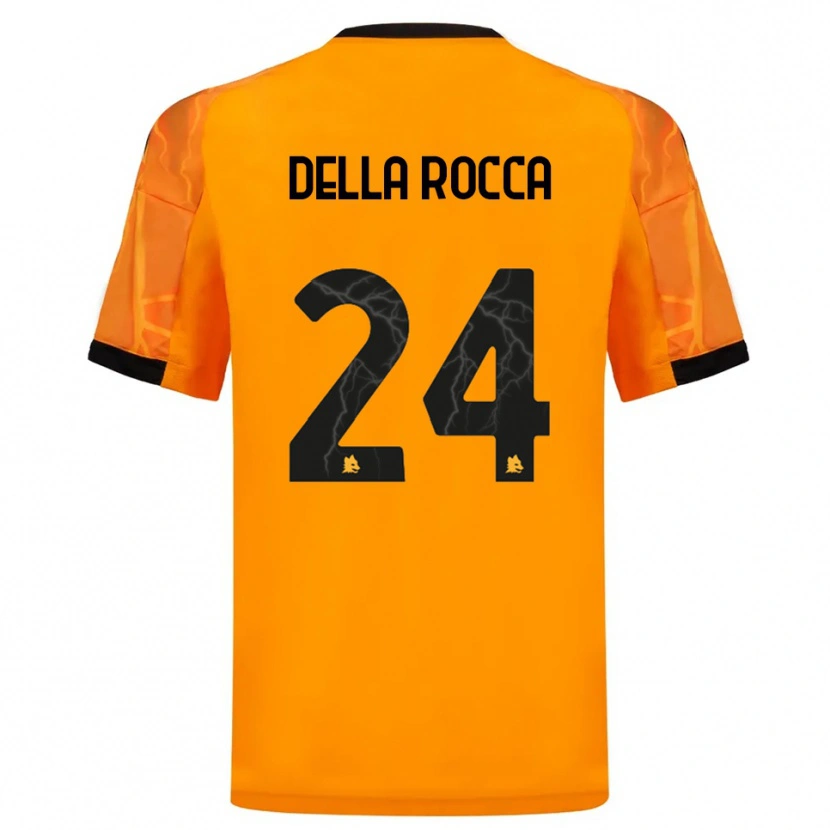 Danxen Donna Maglia Mattia Della Rocca #24 Arancione Nero Kit Gara Away 2025/26 Maglietta