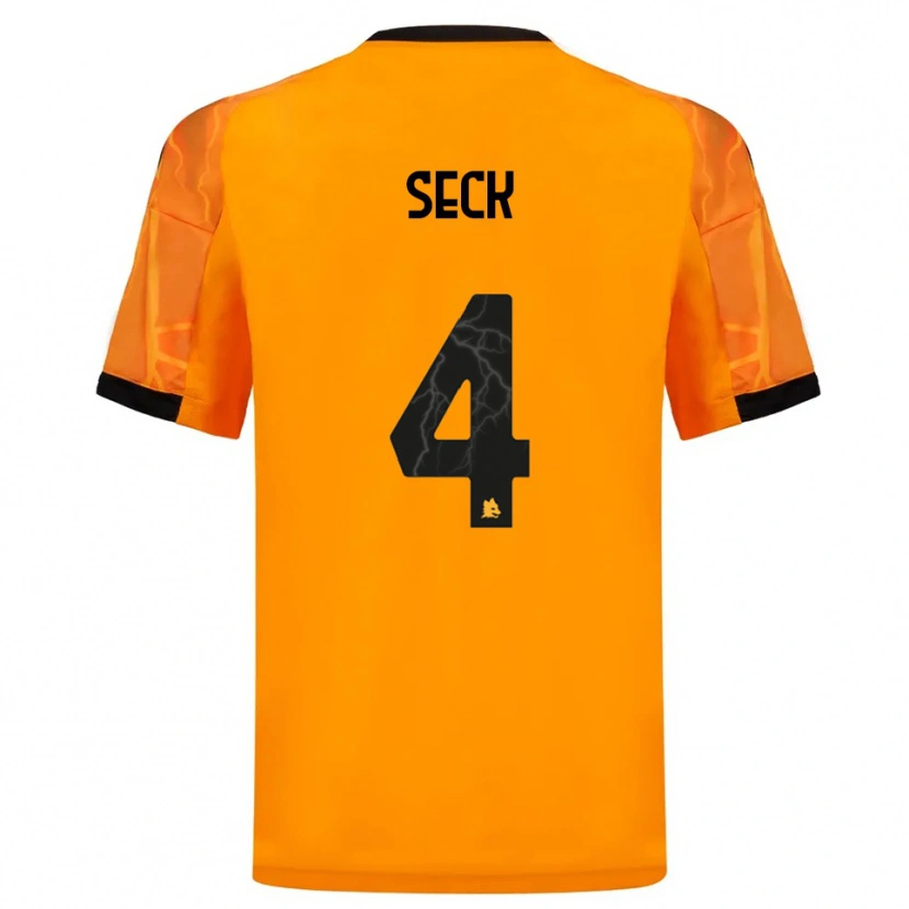 Danxen Donna Maglia Mohamed Seck #4 Arancione Nero Kit Gara Away 2025/26 Maglietta