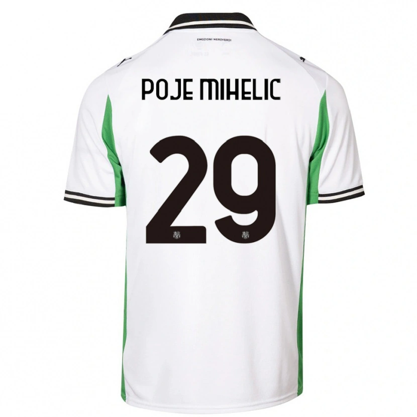 Danxen Donna Maglia Naja Poje Mihelič #29 Bianco Verde Nero Kit Gara Away 2025/26 Maglietta