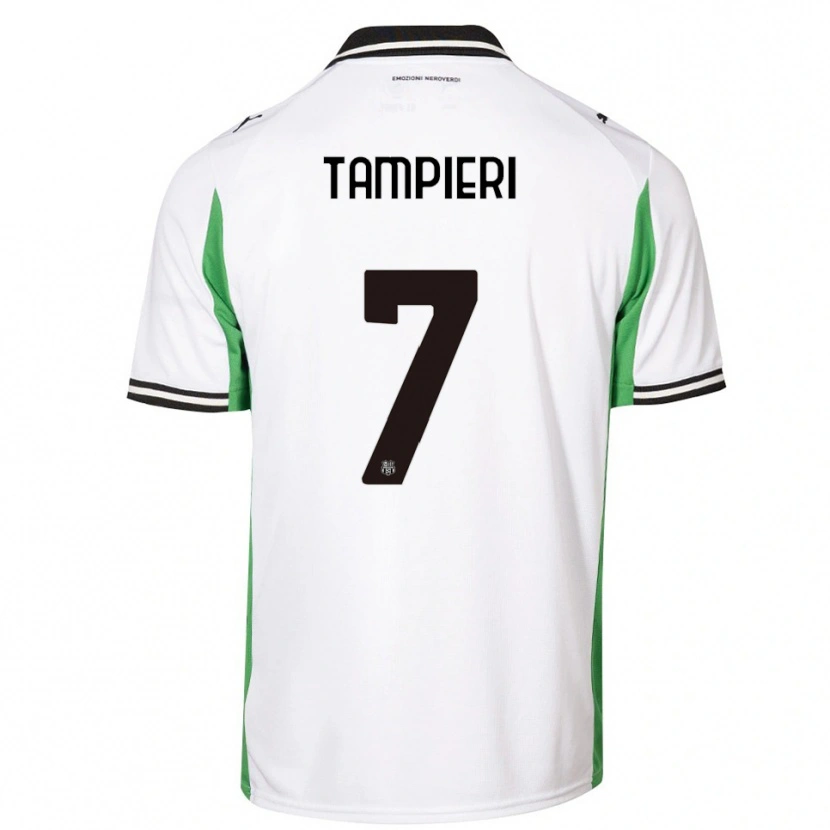 Danxen Donna Maglia Diego Tampieri #7 Bianco Verde Nero Kit Gara Away 2025/26 Maglietta