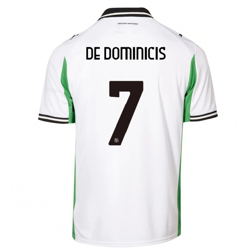 Danxen Donna Maglia Diego De Dominicis #7 Bianco Verde Nero Kit Gara Away 2025/26 Maglietta