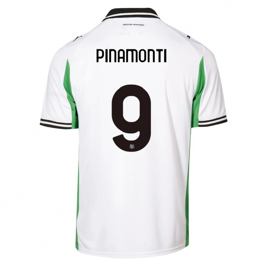 Danxen Donna Maglia Andrea Pinamonti #9 Bianco Verde Nero Kit Gara Away 2025/26 Maglietta