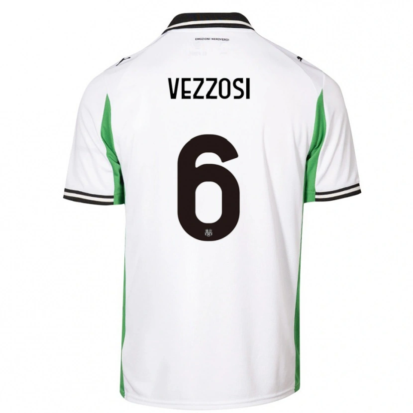 Danxen Donna Maglia Giorgio Vezzosi #6 Bianco Verde Nero Kit Gara Away 2025/26 Maglietta