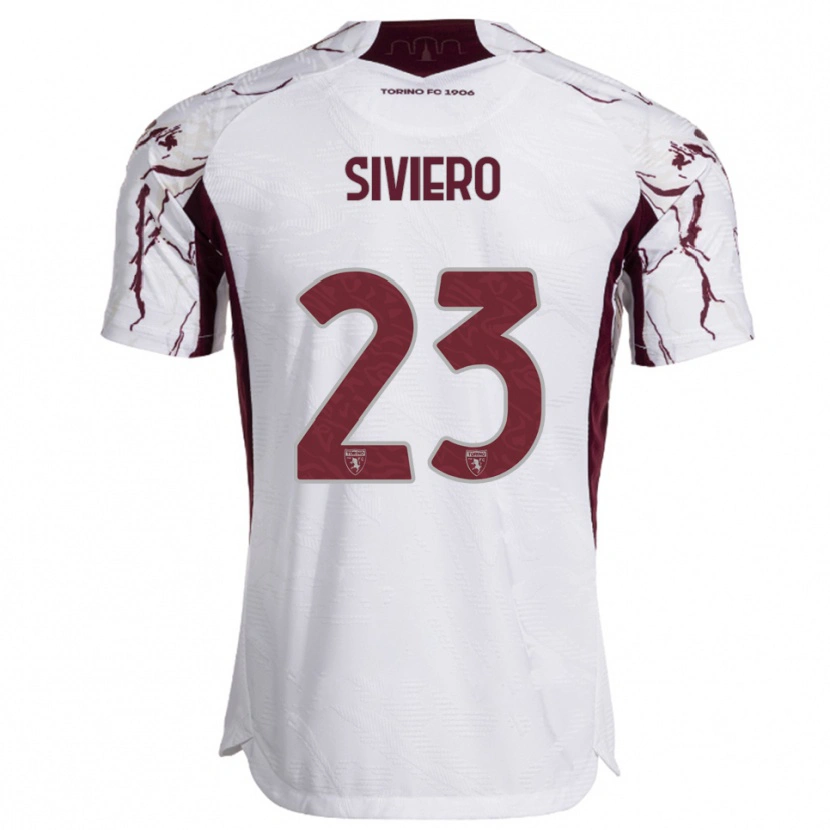 Danxen Donna Maglia Lapo Siviero #23 Bianco Bordeaux Kit Gara Away 2025/26 Maglietta