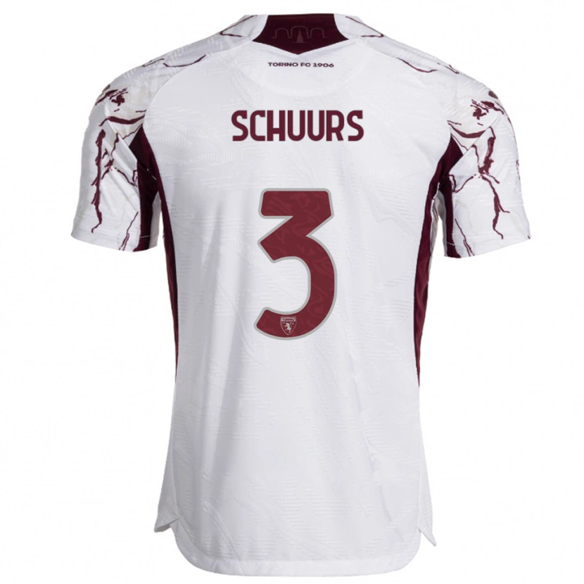 Danxen Donna Maglia Perr Schuurs #3 Bianco Bordeaux Kit Gara Away 2025/26 Maglietta
