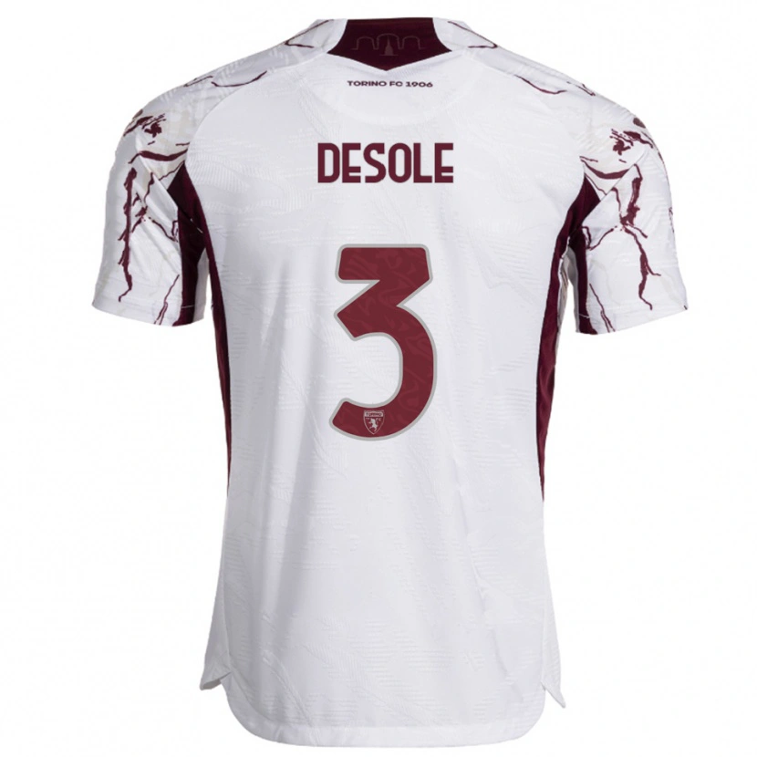 Danxen Donna Maglia Fabio Desole #3 Bianco Bordeaux Kit Gara Away 2025/26 Maglietta