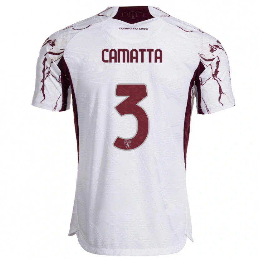 Danxen Donna Maglia Alessandro Camatta #3 Bianco Bordeaux Kit Gara Away 2025/26 Maglietta
